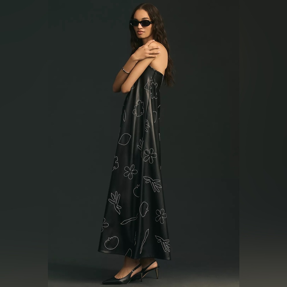 Anthropologie Mehtap Elaidi Strapless Faux Leather A-Line Dress $880 - Picture 4 of 8